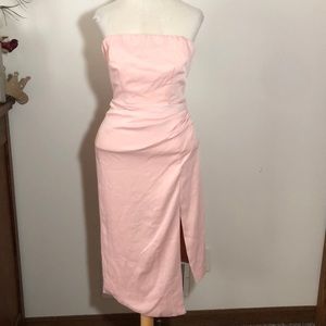 Women’s Cushnie strapless ruched dress blush pink sz 2 NWT Asymmetrical midi
